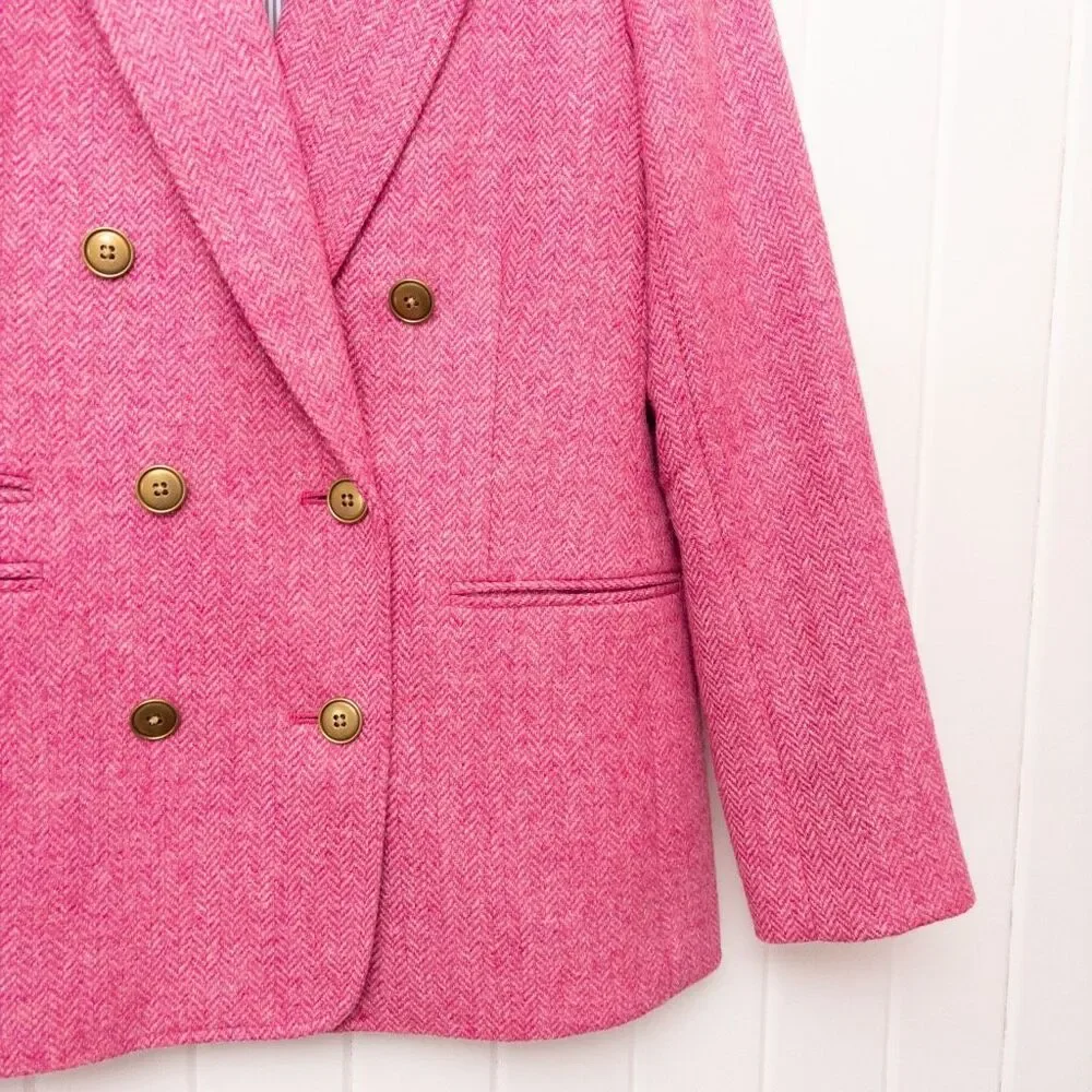 J. Crew Bristol Blazer in Pink English Wool Herringbone Size 4 - Picture 5 of 12